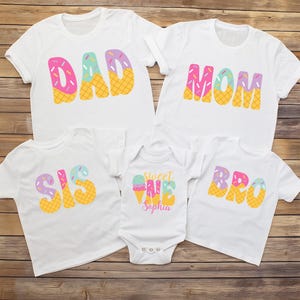 Sweet Family Ice Cream Theme Birthday Shirts, Mom Dad Bro Sis Family Ice Cream Birthday Shirts, Matching Ice Cream Birthday Shirts