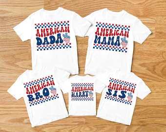Personalized 4th of July Family Matching Shirts – American Mama, Dude & Baby Outfits – Retro USA Patriotic Independence Day Clothes