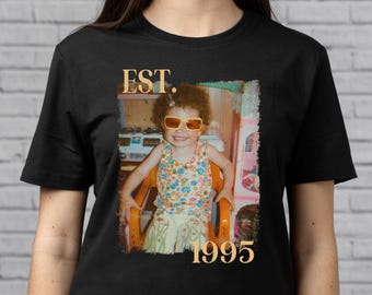 Custom Vintage Photo And Year, Custom Shirt With Picture Personalized 30th Birthday Gift Vintage 30th Birthday Party Vintage Est 1995 Shirt