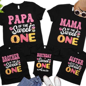 Family matching sweet one donut girl birthday shirts, sweet one birthday, donut grow up, 1st birthday party, first birthday girl outfit