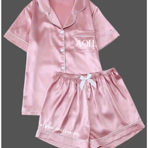 Sorority Pink Satin Pajama Short Set