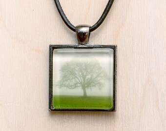 Oak Tree Necklace/Tree Photo Jewelry/Green Tree Pendant/Bare Tree Jewelry/Tree Art Necklace/Tree Charm/Nature Photo Necklace/Photo Pendant