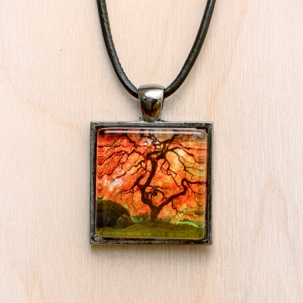 Japanese Maple Tree Pendant/Asian Tree Necklace/Portland Japanese Garden Jewelry/Red Tree Jewelry/Japanese Tree Pendant/Autumn Art Jewelry