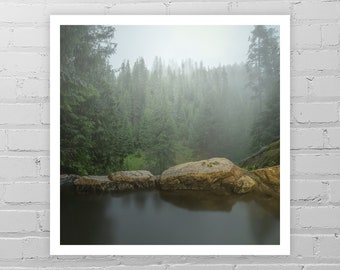 Rustic Bathroom Photograph/Bathroom Wall Decor/Zen Art/Meditation Print/Spa Day/Hot Springs Tub/Forest Photo/Nature Photography