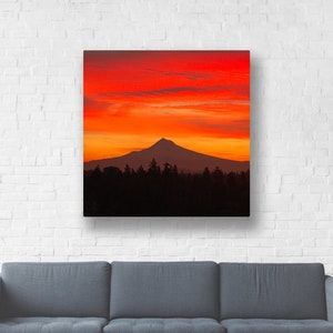 Mountain Sunrise Photograph Hood Sunrise Nature Photography, Portland Oregon Photo, Mount Hood Photo, Wall Decor, Canvas Gallery Wrap image 1