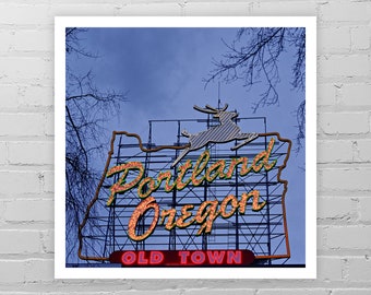 Portland fotografie/Portland Oregon Foto Print/PDX Portland Art Print/wit hert Portland teken/Stumptown Oregon Wall Decor/Portland Print