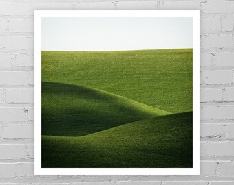 Abstract Nature Photography/Palouse Country Wall Decor/Washington Picture/Green Fields/Minimalist Landscape/Minimal Photo/Farm Art Print