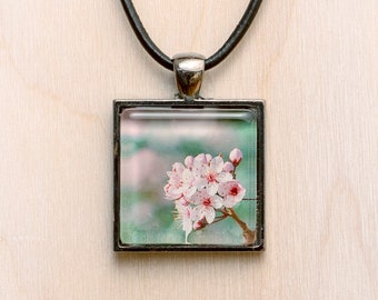 Spring Blossom Jewelry/Japan Cherry Blossom Pendant/Pink Flower Jewelry/Flower Necklace/Spring Flower Necklace/Pink Blossom Necklace Charm