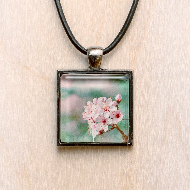 Spring Blossom Jewelry/Japan Cherry Blossom Pendant/Pink Flower Jewelry/Flower Necklace/Spring Flower Necklace/Pink Blossom Necklace Charm image 1