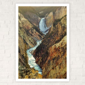 Yellowstone Park Waterfall Photo/Rustic National Park Art Print/Wyoming Photography/Artists Point Art/Canyon River Picture/Landscape Artwork