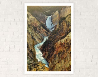 Yellowstone Park Waterfall Photo/Rustic National Park Art Print/Wyoming Photography/Artists Point Art/Canyon River Picture/Landscape Artwork