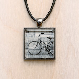 Bike Jewelry/Bicycle Pendant/Bike Necklace/Bicycle Jewelry/Black and White Bike Pendant/Bicycle Necklace/Bike Charm/Bicycle Charm/Bike Photo