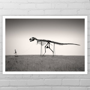 Dinosaur Photo/Metal Dinosaur Sculpture/T-Rex Art Print/Skeleton Picture/Tyrannosaurus Rex/Dinosaur Wall Decor/Roadside Oddity/South Dakota