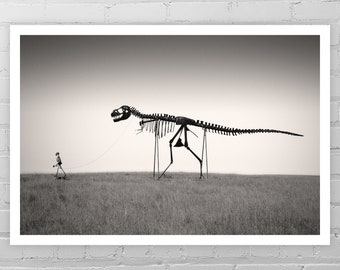 Dinosaur Photo/Metal Dinosaur Sculpture/T-Rex Art Print/Skeleton Picture/Tyrannosaurus Rex/Dinosaur Wall Decor/Roadside Oddity/South Dakota