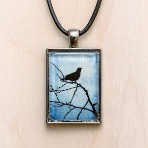 Black Bird Jewelry/Black Crow Necklace/Gothic Raven Pendant/Black Raven Jewelry/Lone Bird Necklace/Photo Jewelry/Crow Jewelry/Bird Pendant