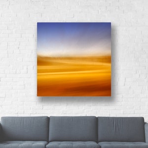 Abstract Nature Photography &quot;Prairie Dreams&quot; Country Landscape Photo Art Abstract Photo Large Canvas Art Blue Gold Orange Canvas Wall Decor