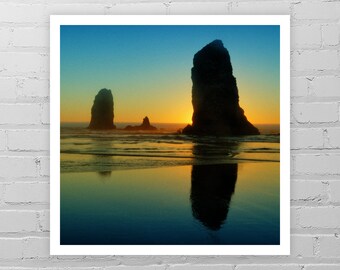 Beach Photo Print/Cannon Beach Art Print/Oregon Coast/Blue Ocean Photo/Beach Wall Décor/Ocean Wall Art/Beach Sunset Photo/Nature Photography