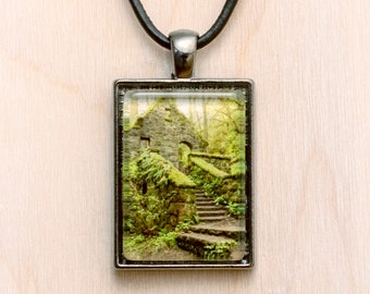 Mossy Forest Necklace/Moss Green Art Pendant/Portland Oregon Jewelry/Hiking Necklace/Portland Necklace/Oregon Pendant/Portland Photo Pendant