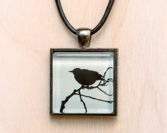 Black Bird Jewelry/Bird Photo Jewelry/Bird Art Pendant/Bird Necklace/Tree Branch Photo Necklace/Bird Pendant/Bird Charm Pendant/Wearable Art