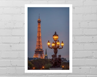Eiffel Tower Art Print/Paris Wall Décor/Paris Photography/Paris Photo Print/Paris France Wall Art/Eiffel Tower Night/Pont Alexandre Sunset