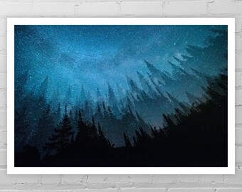 Milky Way Photo/Celestial Art Print/Minnesota Photography/MN Forest Art/Tree Picture/Astronomy Print/Woodland Wall Art/Surreal Nature Art