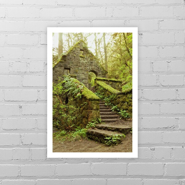 Portland Oregon Photo Print/Stone House Forest Park/Portland Picture/Oregon Art Print/Mossy Forest Portland Photo/Portland Art Wall Décor