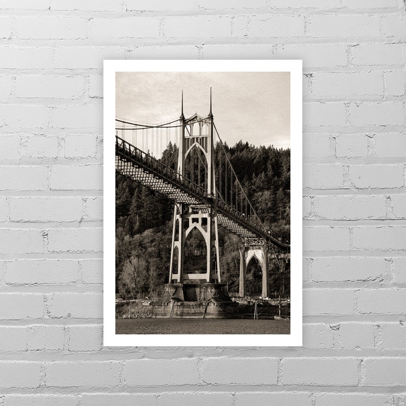 St Johns Bridge Art Print/Portland Oregon Art/Portland Bridge Photo/Oregon Photography/Portland Art/PDX Oregon Photo Print/Portland Picture image 1