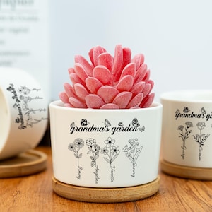 Personalized Birth Flower Plant Pot,Grandma's Garden Flower Pot,Gift for Grandma,Flower Pot,Mom Gifts from Daughter,Birthday Gift for Her