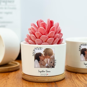 Custom Photo Plant Pot,Personalized Gift for Her,Photo Gifts,Gifts for Wife,Anniversary Gifts,Wedding Plant Pot,Newly Engaged Couple Gift