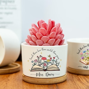 Thank you Gift for Teacher,Floral Planter Gift,Teacher Appreciation Gift,Desk Planter,End of Year Gift,Gift for Teacher,Thank You Gifts