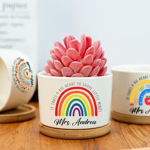 Maceta personalizada para profesor, maceta arcoíris, regalo de fin de curso para profesor, regalos de agradecimiento, regalo de agradecimiento para profesor.