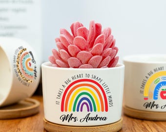 Personalized Plant Pot for Teacher,Rainbow Planter,End of Year Gift for Teacher,Thank You Gifts,Teacher Appreciation Gift