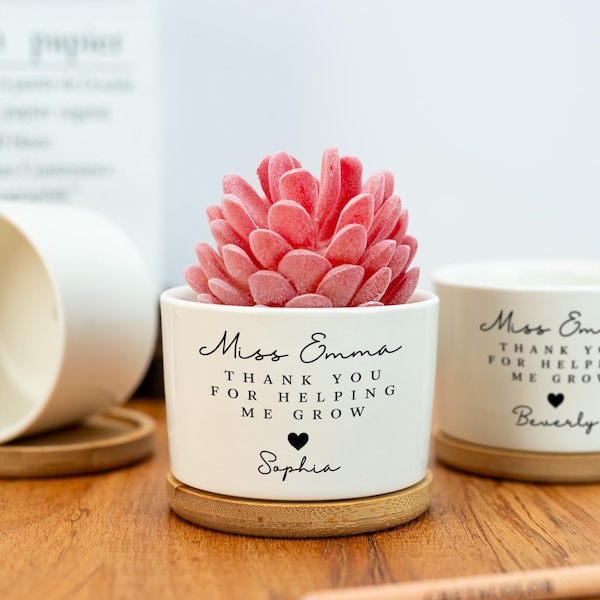 Grazie per avermi aiutato a coltivare un vaso per piante, apprezzamento per l'insegnante, vaso per piante grasse personalizzato, vaso per fiori per l'insegnante, regalo di fine anno, regalo per l'insegnante