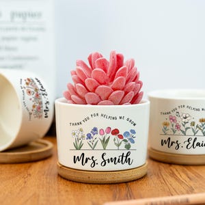 Thank You for Helping Me Grow Flower Pot,Custom Teacher Appreciation Gift,Thank You Gift,Back to School Gift,Desk Planter,,End of Year Gift