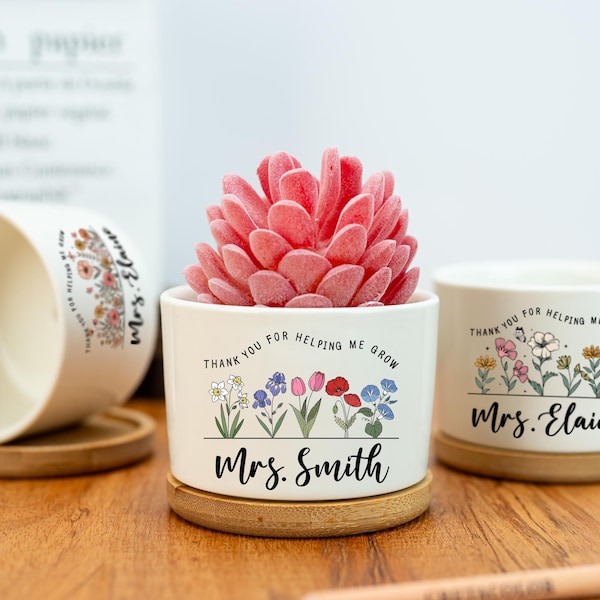 Thank You for Helping Me Grow Flower Pot,Custom Teacher Appreciation Gift,Thank You Gift,Back to School Gift,Desk Planter,,End of Year Gift