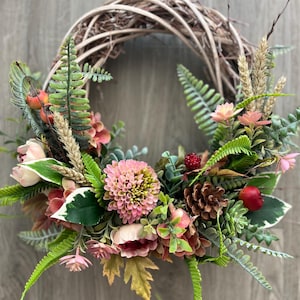 FALL / AUTUMN warm blush Wreath Handmade With Artificial Flowers