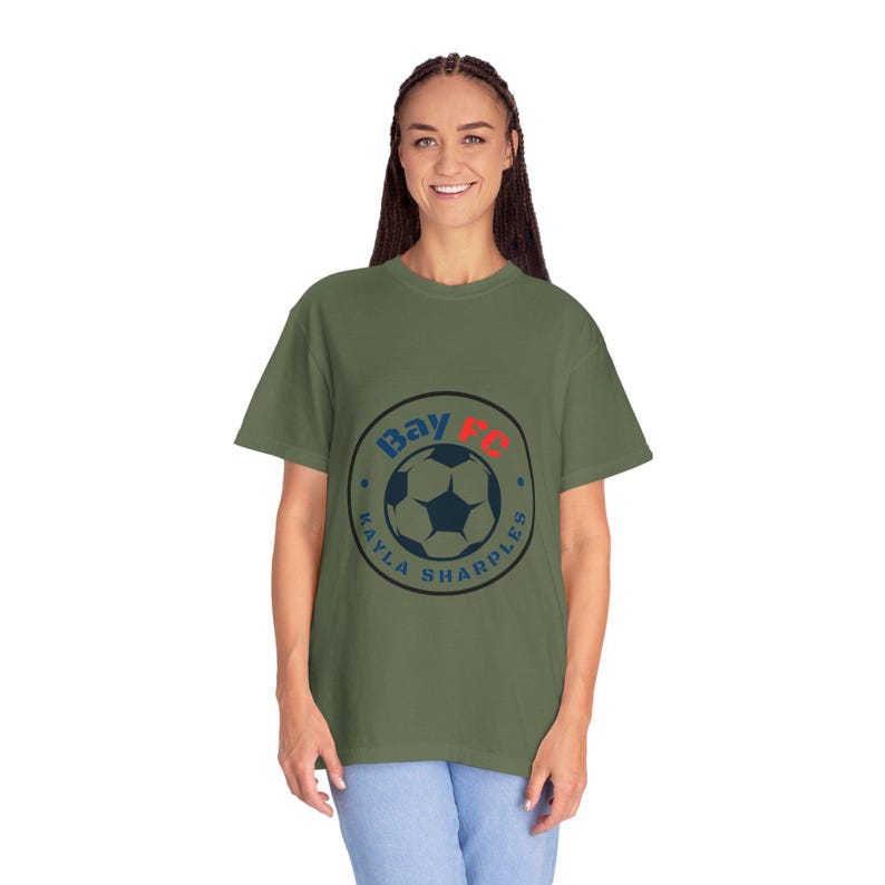 Kayla Sharples Bay FC Women's Soccer Unisex Garment-Dyed T-shirt image 10