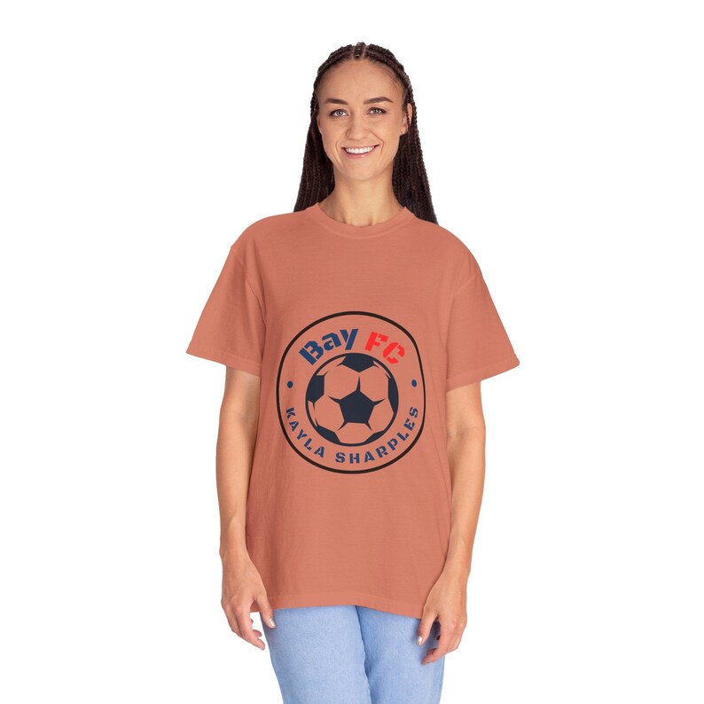 Kayla Sharples Bay FC Women's Soccer Unisex Garment-Dyed T-shirt image 2