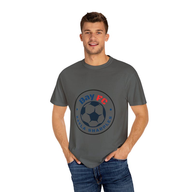 Kayla Sharples Bay FC Women's Soccer Unisex Garment-Dyed T-shirt image 8