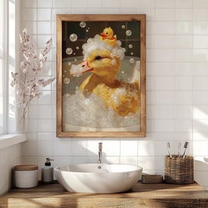 8x10 Bathroom Printable Wall Art | Rubber Duck in Bathtub | Funny Yellow Duck Design For Instant Download | Bathroom Decor