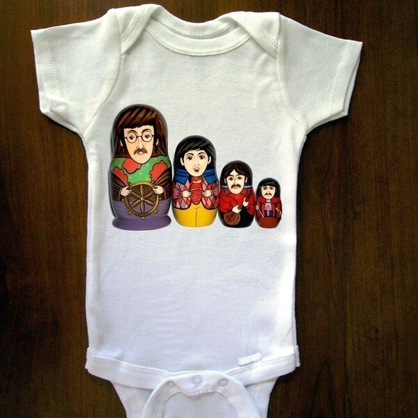 Beatles Russian Nesting Dolls Baby Onesie, Great Baby Shower Gift, First Birthday Gift Or Party Favor