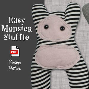 Monster Softie PDF Sewing Pattern, Instructions and photo tutorial
