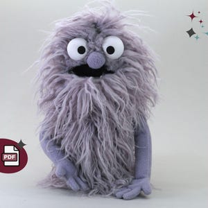 Patrón de costura en PDF para títeres de monstruo peludo: el títere Beasley con ojos de bola de tela