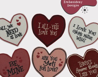 Valentine Feltie Hearts - Set of six In the Hoop Designs for Machine Embroidery