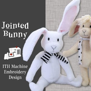 In the Hoop Jointed Bunny Rabbit Plushie for Embroidery Machines