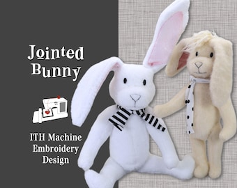 Conejito de peluche articulado en aro para máquinas de bordar: Pascua, primavera
