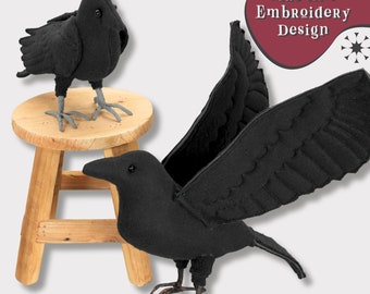 In the Hoop Crows - Realistic Fabric Birds made ITH of your Embroidery Machine for Fall, Halloween, home decor, retirement party