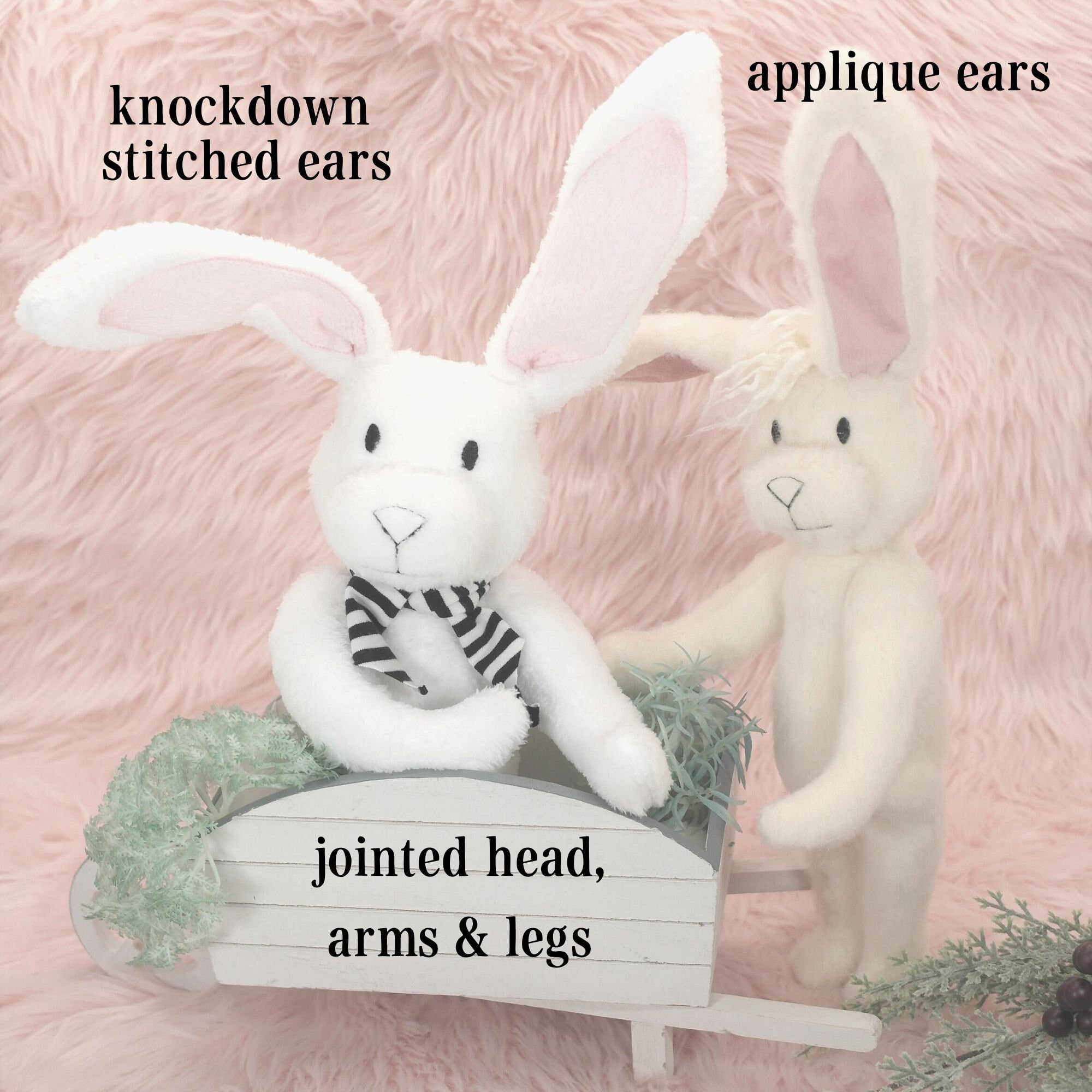 Miniature Jointed Rabbit In the Hoop Jointed Bunny Rabbit Plushie for Embroidery Machines ...
