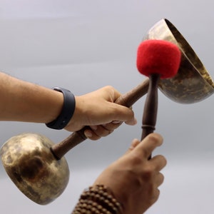 Double Handle Singing Bowl from Nepal-Two Different Notes Handle Bowls-Tibetan Singing Bowls-Mindfulness-Sound healing
