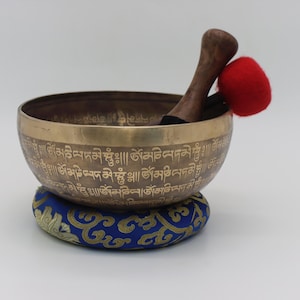 9 Inches Tibetan Mantra Carving Singing Bowl From Nepal-Tibetan Singing bowl-Chakra Bowl-Mindfulness-Healing Vibrations